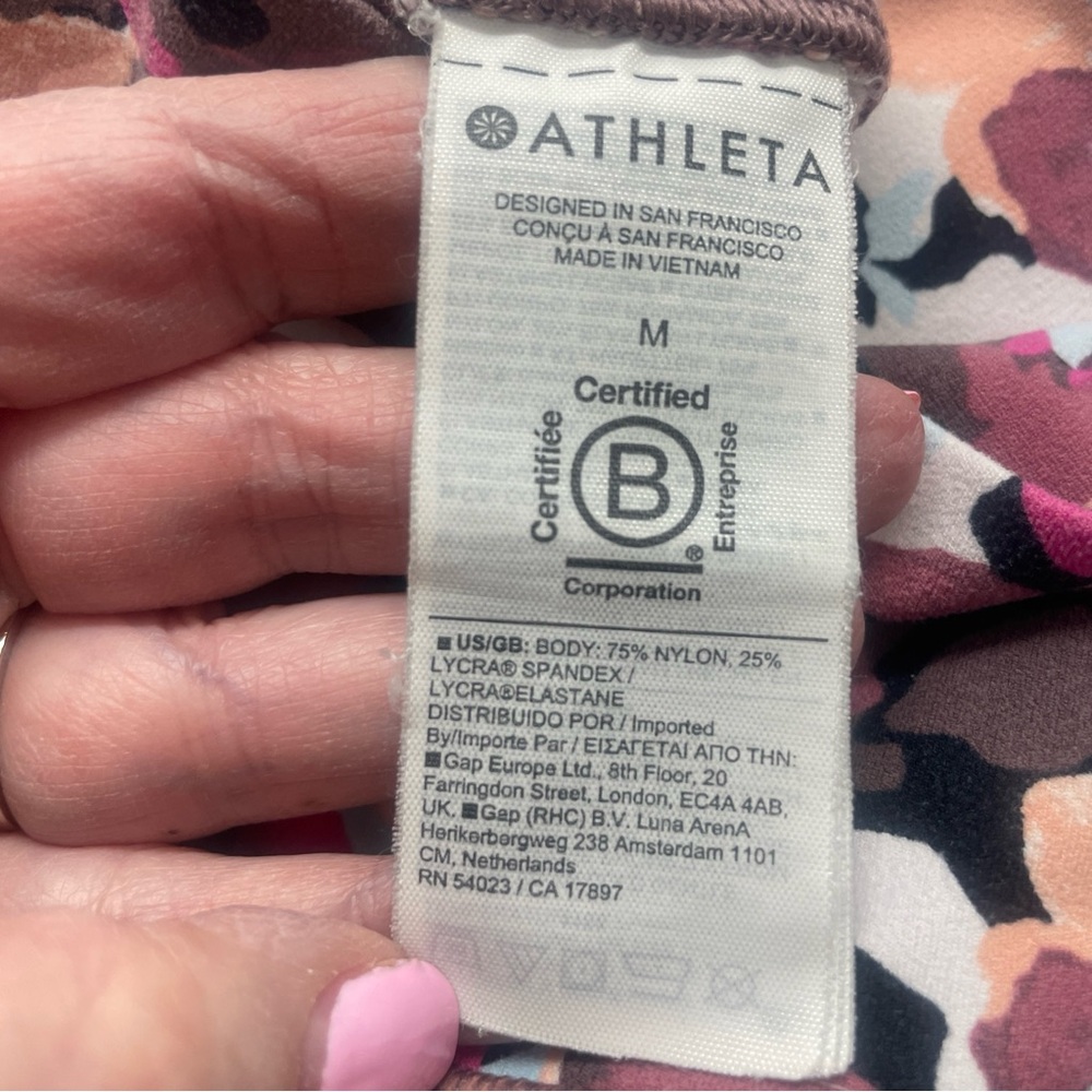 Athleta Pink and Brown Floral Leggings - Picture 2 of 11